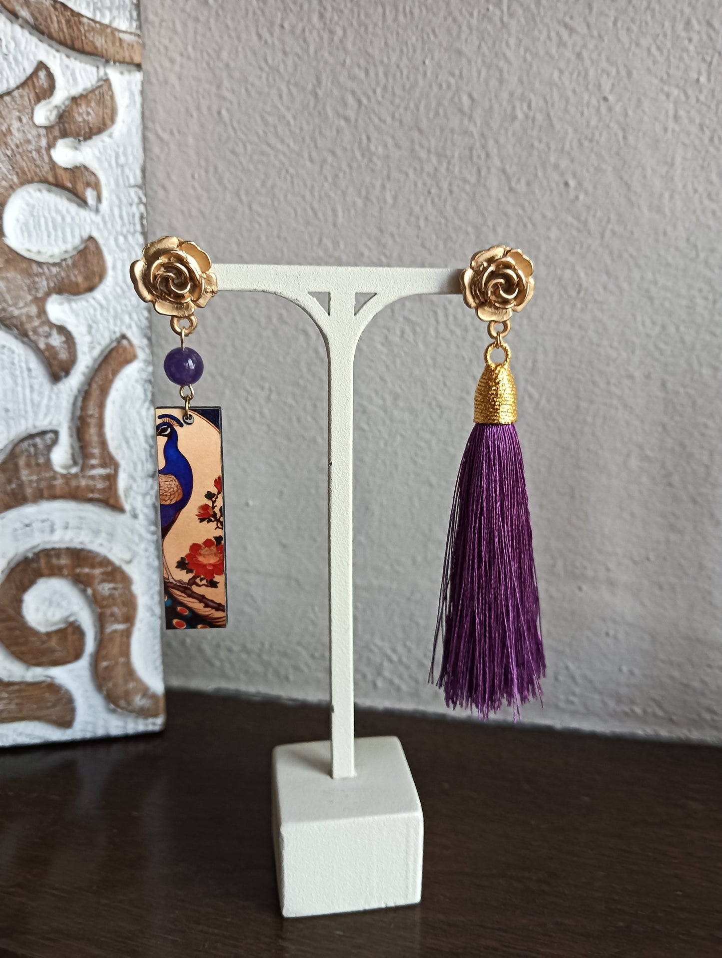 Orecchini nappina pavone - Le Gemme di Gaia